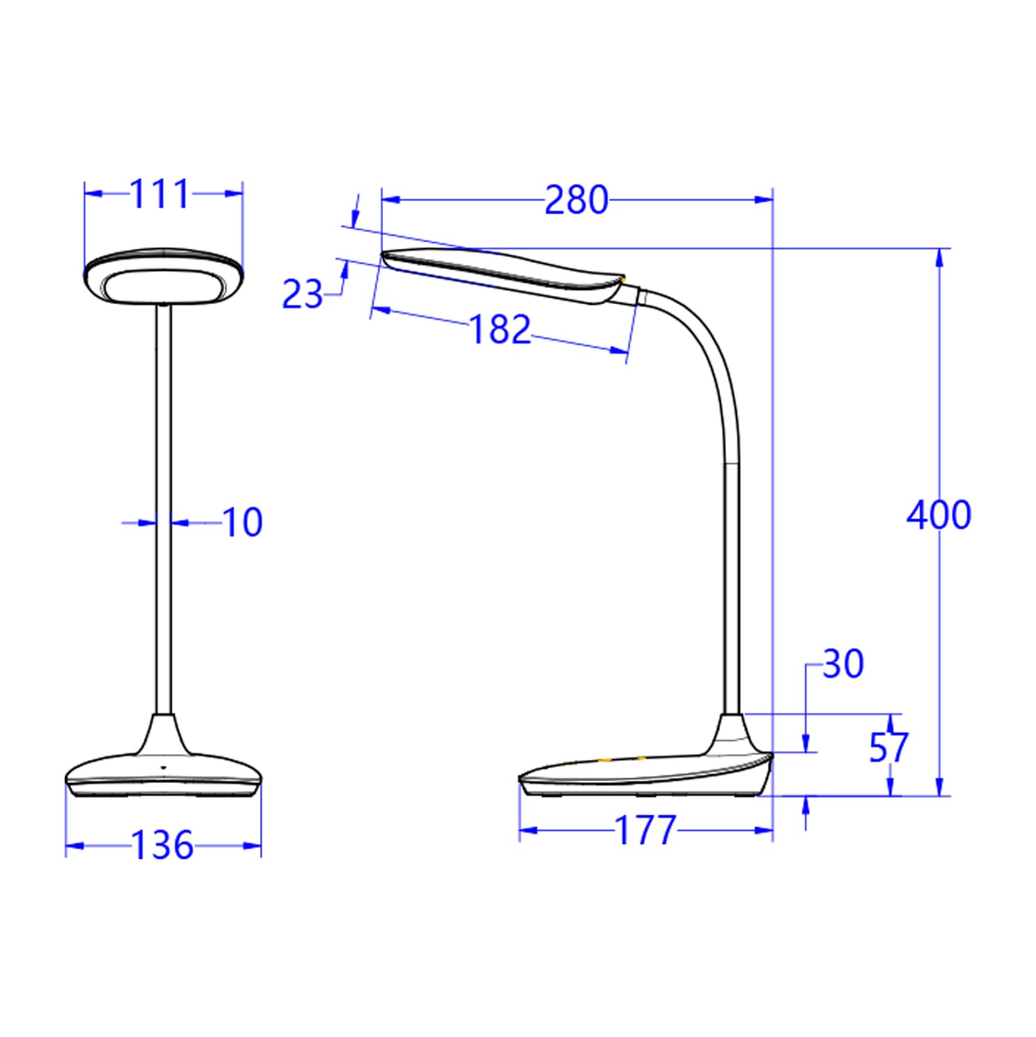 Настолна LED лампа BLAIN бял ABS 13.6x17.7x40H см.