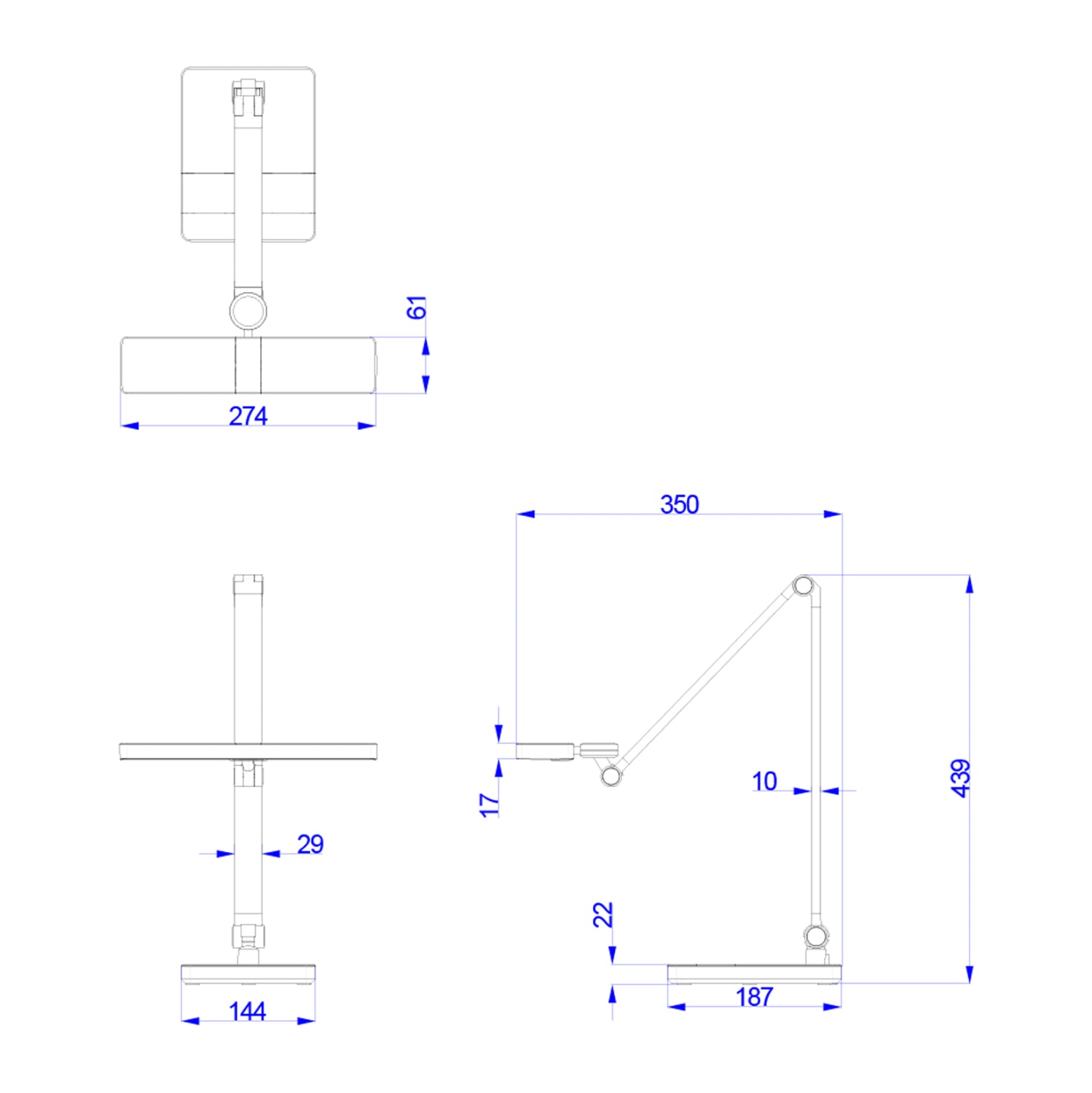 Настолна лампа LED BLAIN PRO сребрист ABS с матирана повърхност 35x43,9Hсм.
