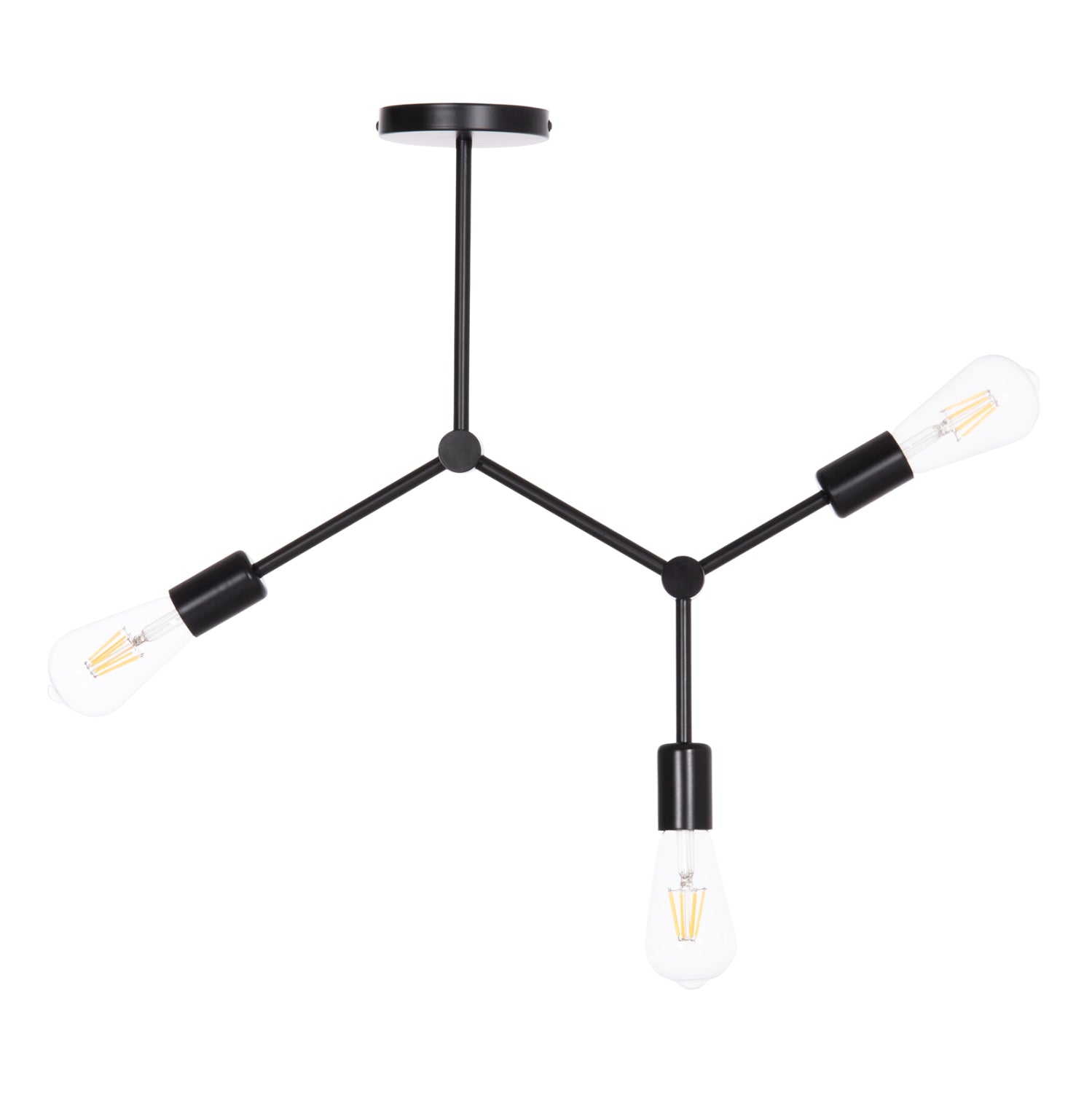 Плафон с 3 осветителни тела Lighty черен метал 52x5x48Hсм.