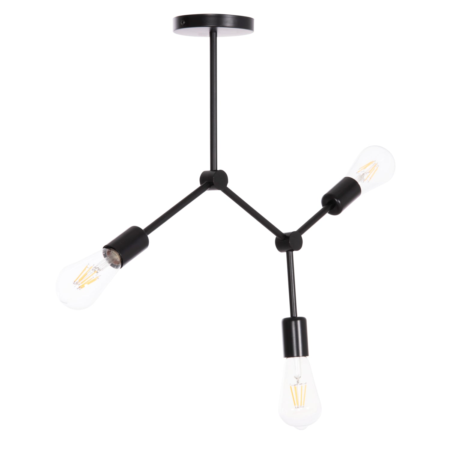 Плафон с 3 осветителни тела Lighty черен метал 52x5x48Hсм.