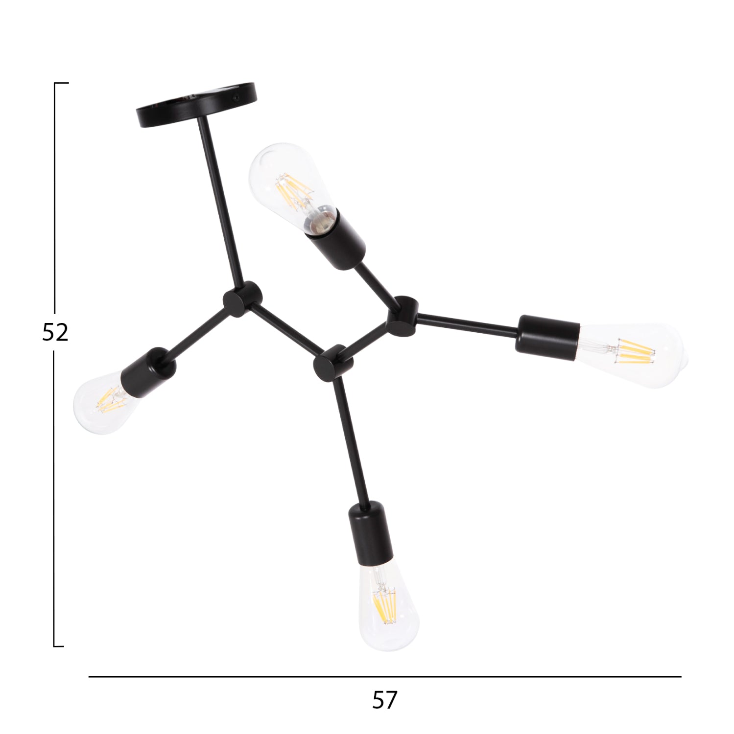 Полилей с 4 осветителни тела LIGHTY черен метал 57x5x52Hсм.