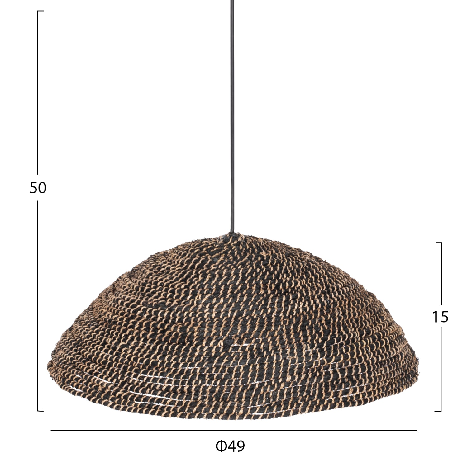 Пендел от рециклиран абака в черен цвят Φ49x15Hcm.