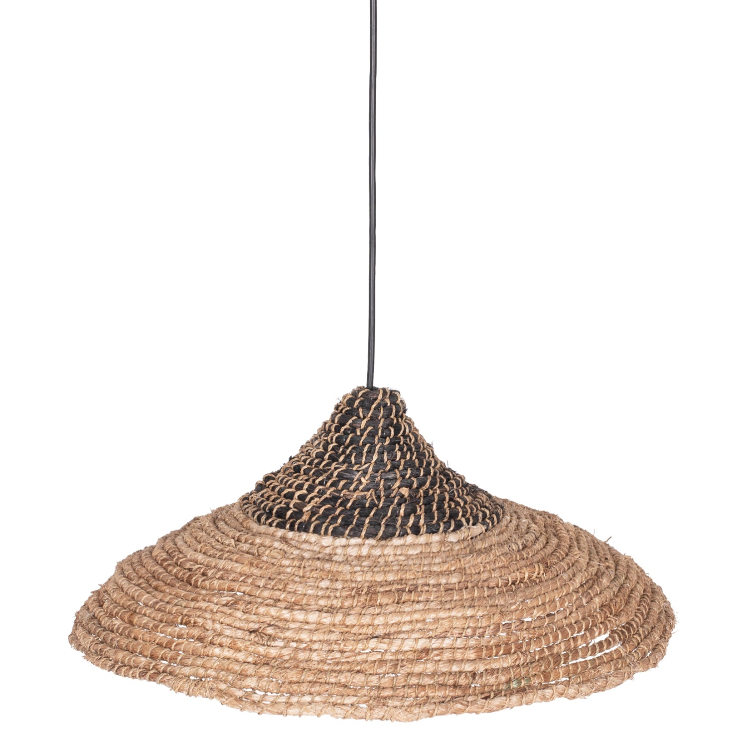 Потолен полилей от манилска конопена прежда в натурален и черен цвят Φ45x23-60Hсм.