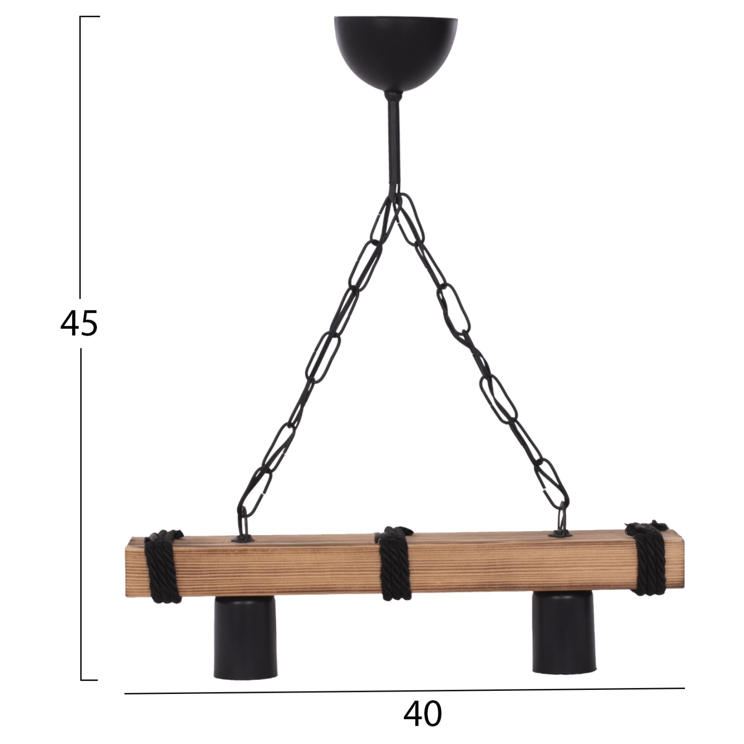 ПЕНДЕЛ ДВУЛАМПЕН С ВЕРИГА И ДЪРВЕНА ДЪСКА 40x10x45Hсм.