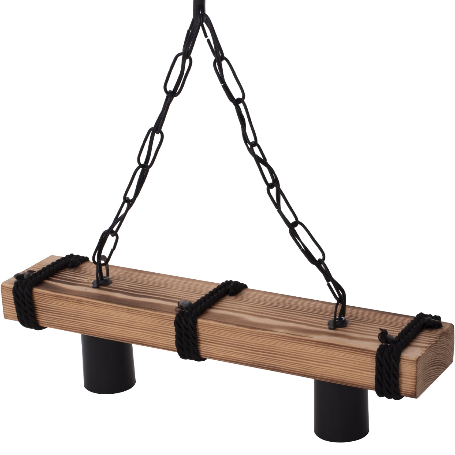 ПЕНДЕЛ ДВУЛАМПЕН С ВЕРИГА И ДЪРВЕНА ДЪСКА 40x10x45Hсм.