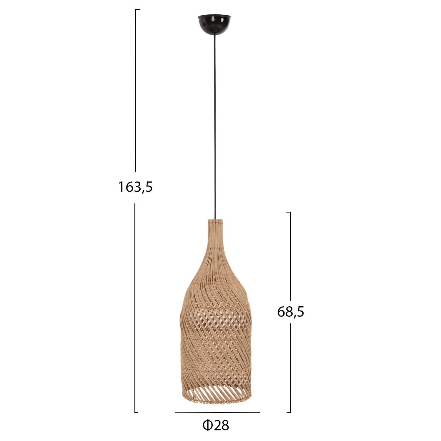 Пендел CARBOY от естествен ратан в натурален цвят Φ28x163,5Hсм.