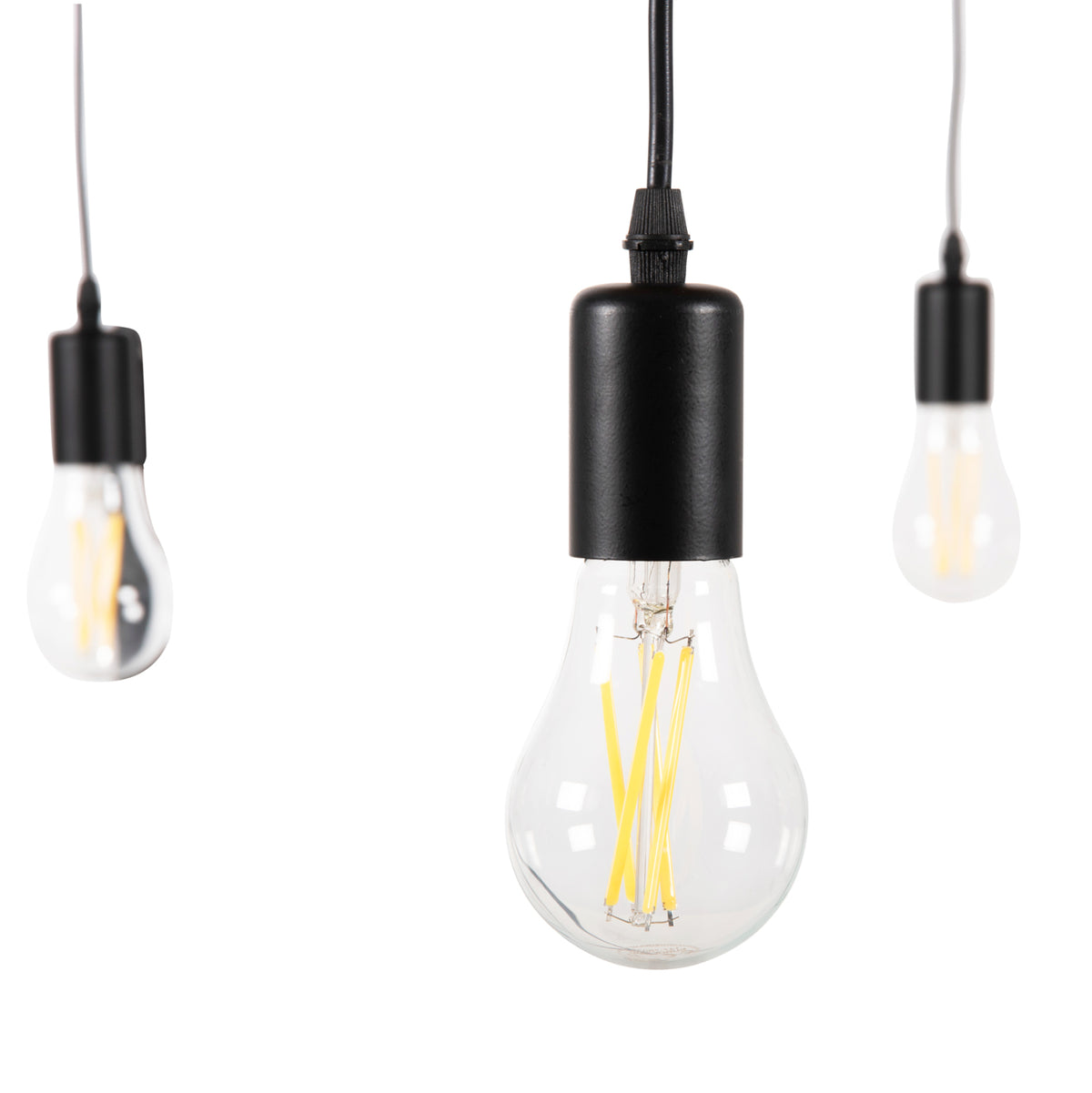 Потолен полилей с 8 крушки черен метал - черни кабели Φ100x180Hcm.