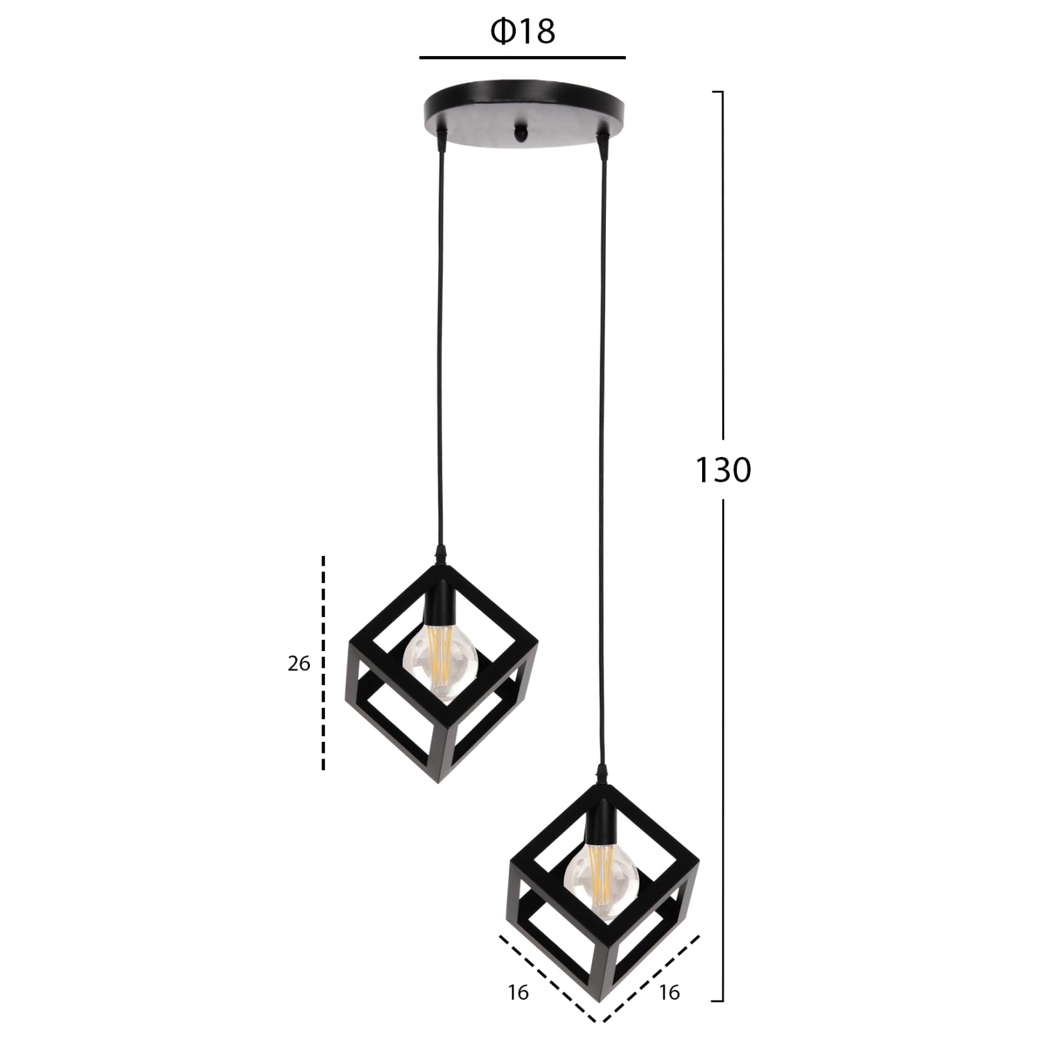 ПЕНДЕЛ 2 КУБА ЧЕРЕН МЕТАЛ Φ18x130Hсм.