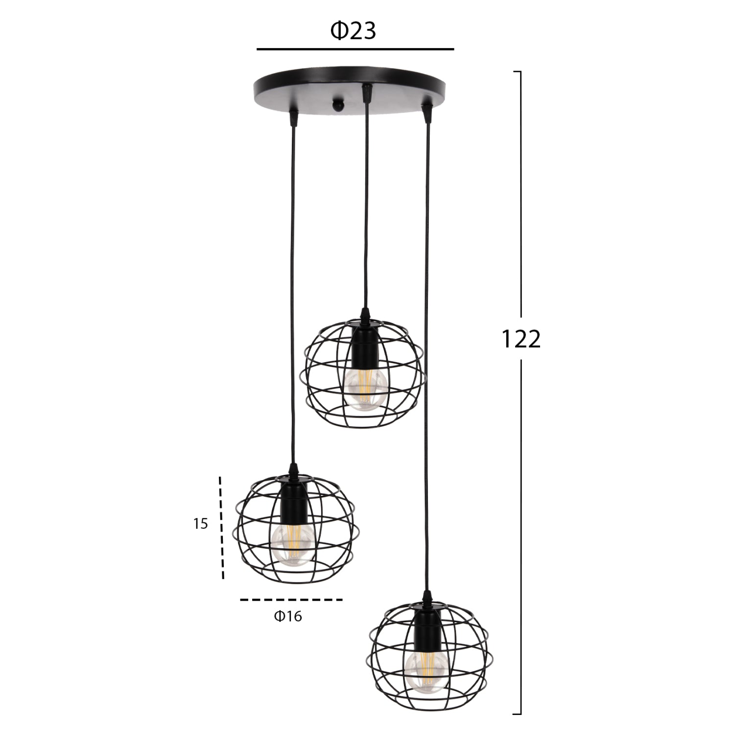 Пендел за таван 3 метални сфери Φ23x122Hсм.