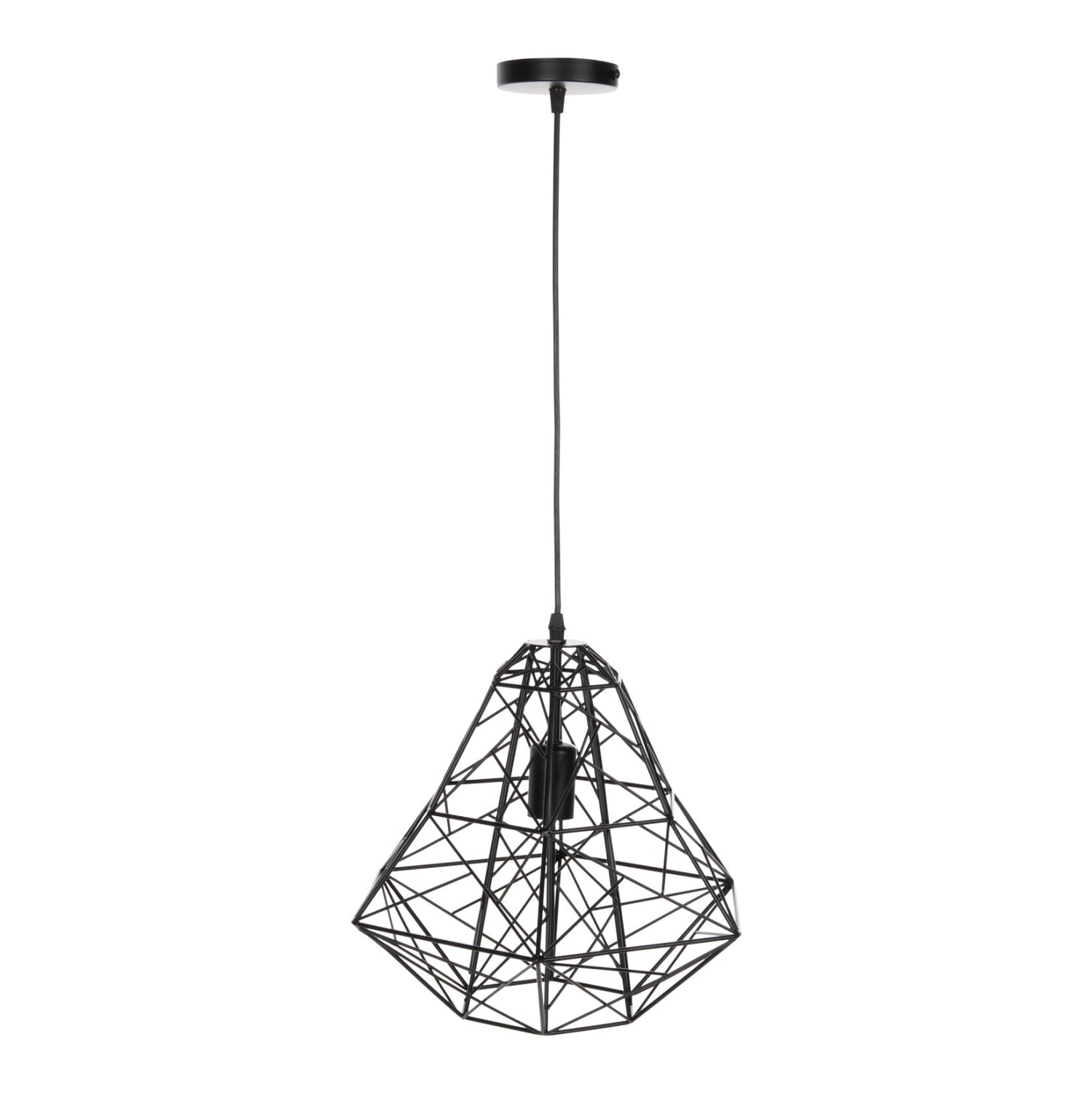 Пенделна лампа за таван черен метал мрежест капак 36x30x130Hсм.