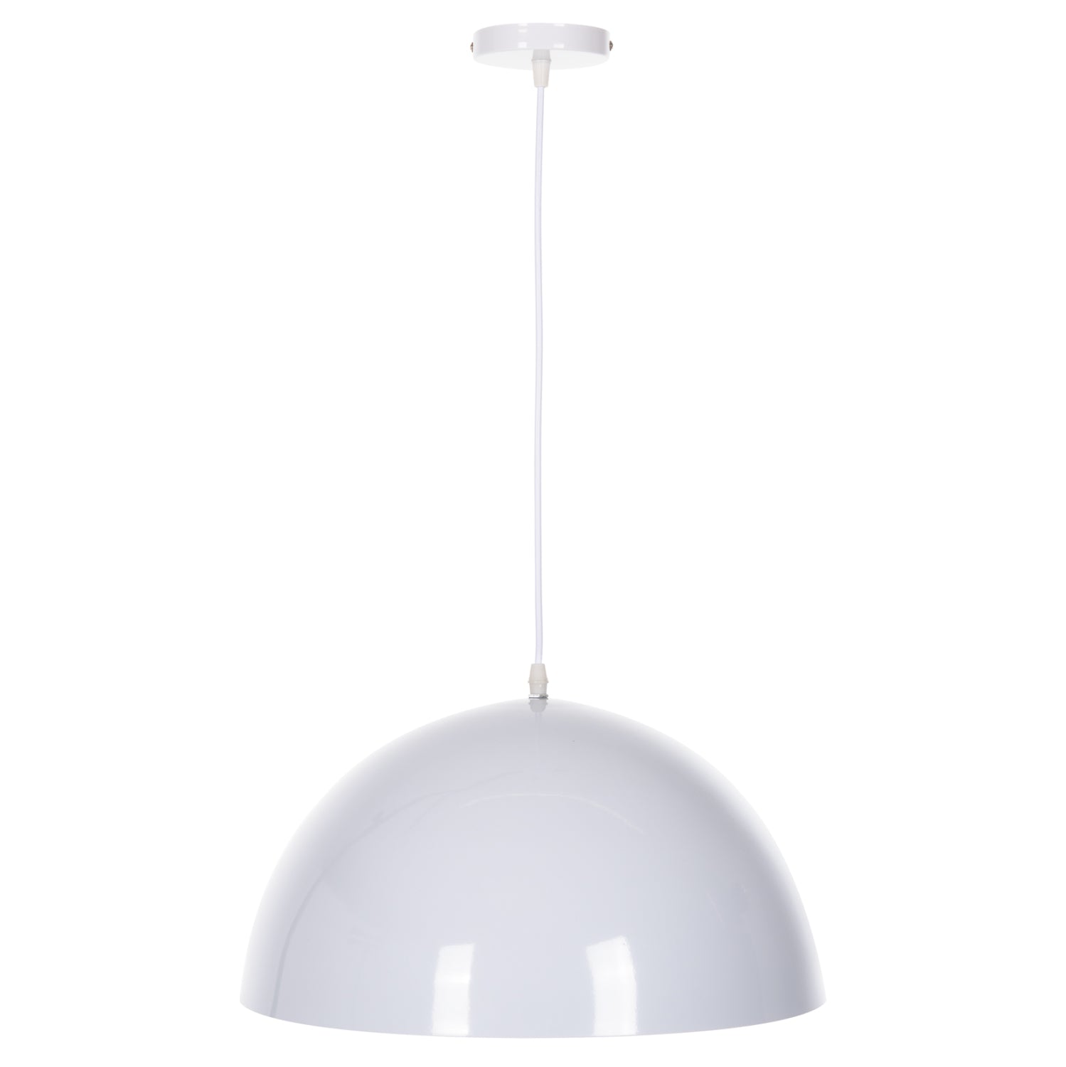 Полилей с бял метален кръгъл абажур Φ40x125Hсм.