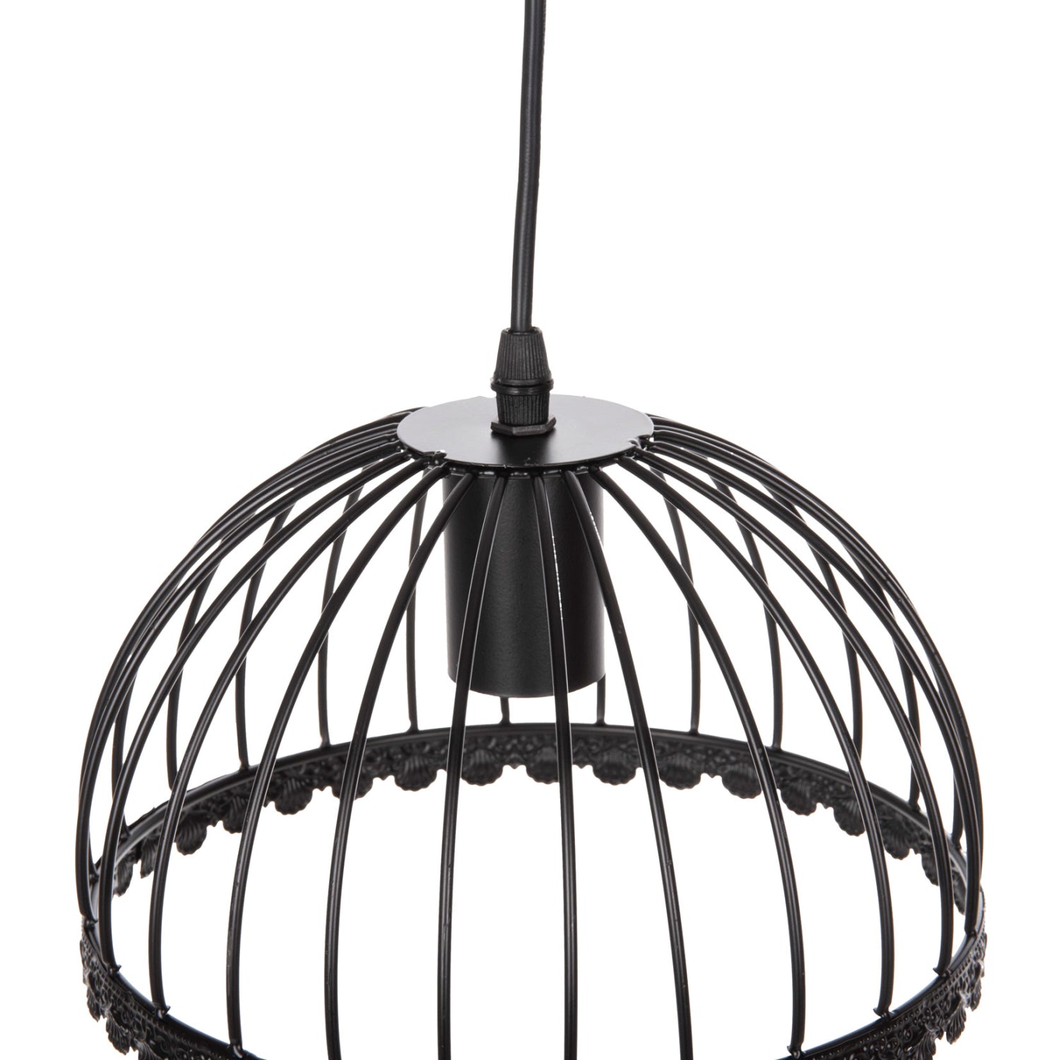 Пендел за таван 3-лампов черен метал с капаци като чадъри Φ22x123Hcm.