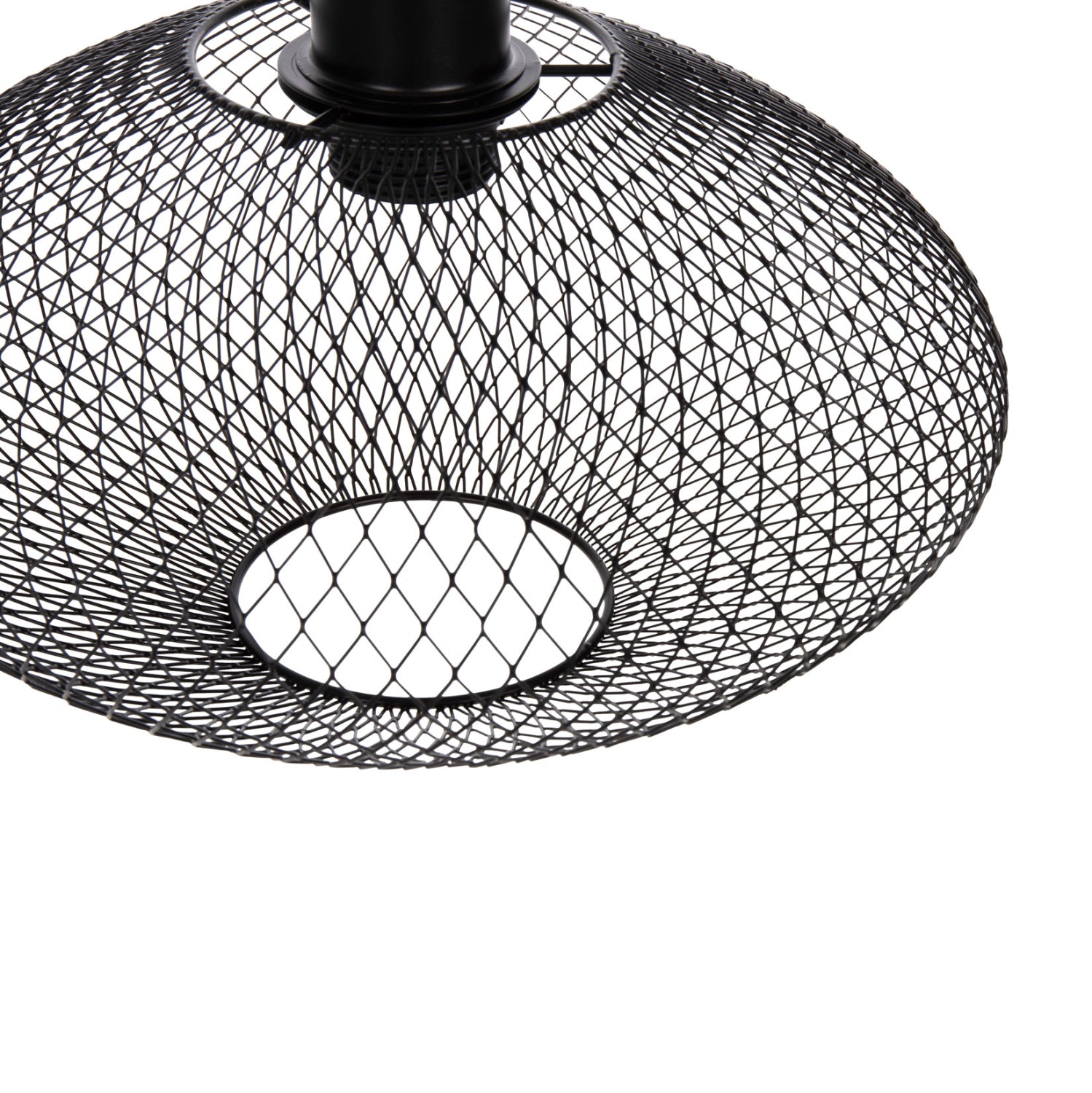 Пенделна лампа за таван черен метал мрежест капак Φ30x125Hсм.