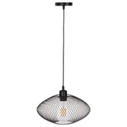 Пенделна лампа за таван черен метал мрежест капак Φ30x125Hсм.