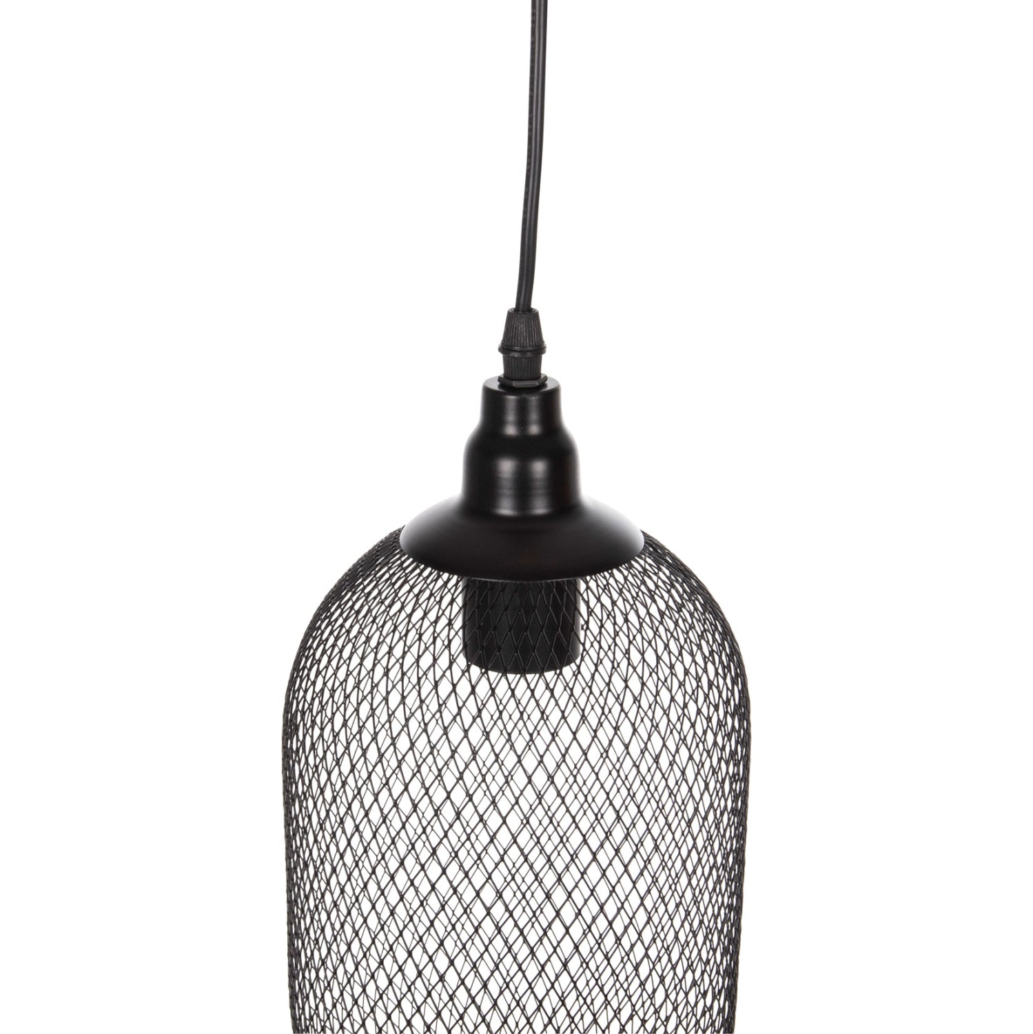 Пендел за таван 3-лампов черен метал с мрежести капаци Φ24x123Hcm.