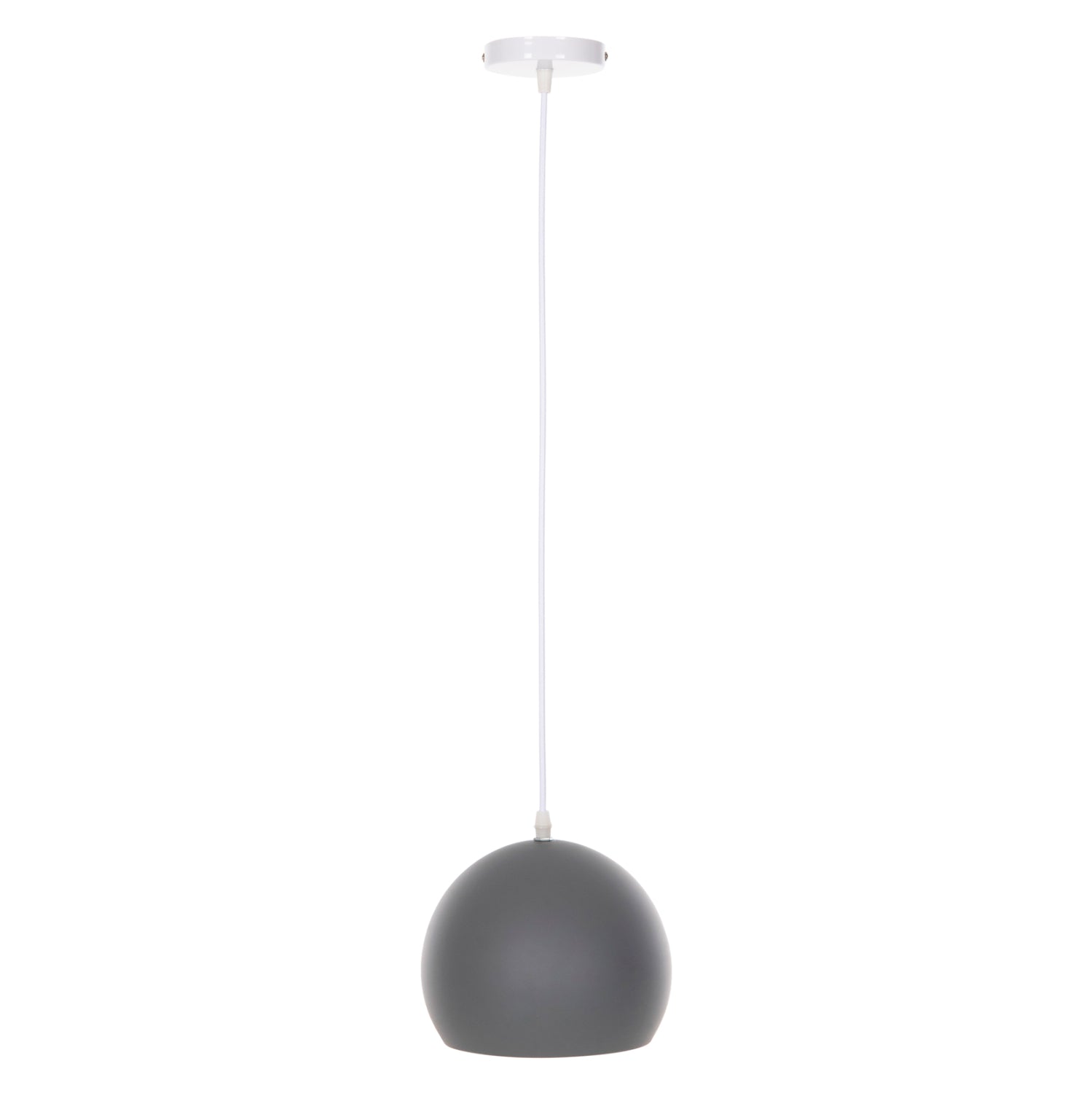 Пендел сив сферичен абажур-бял кабел Φ20x112Hcm.