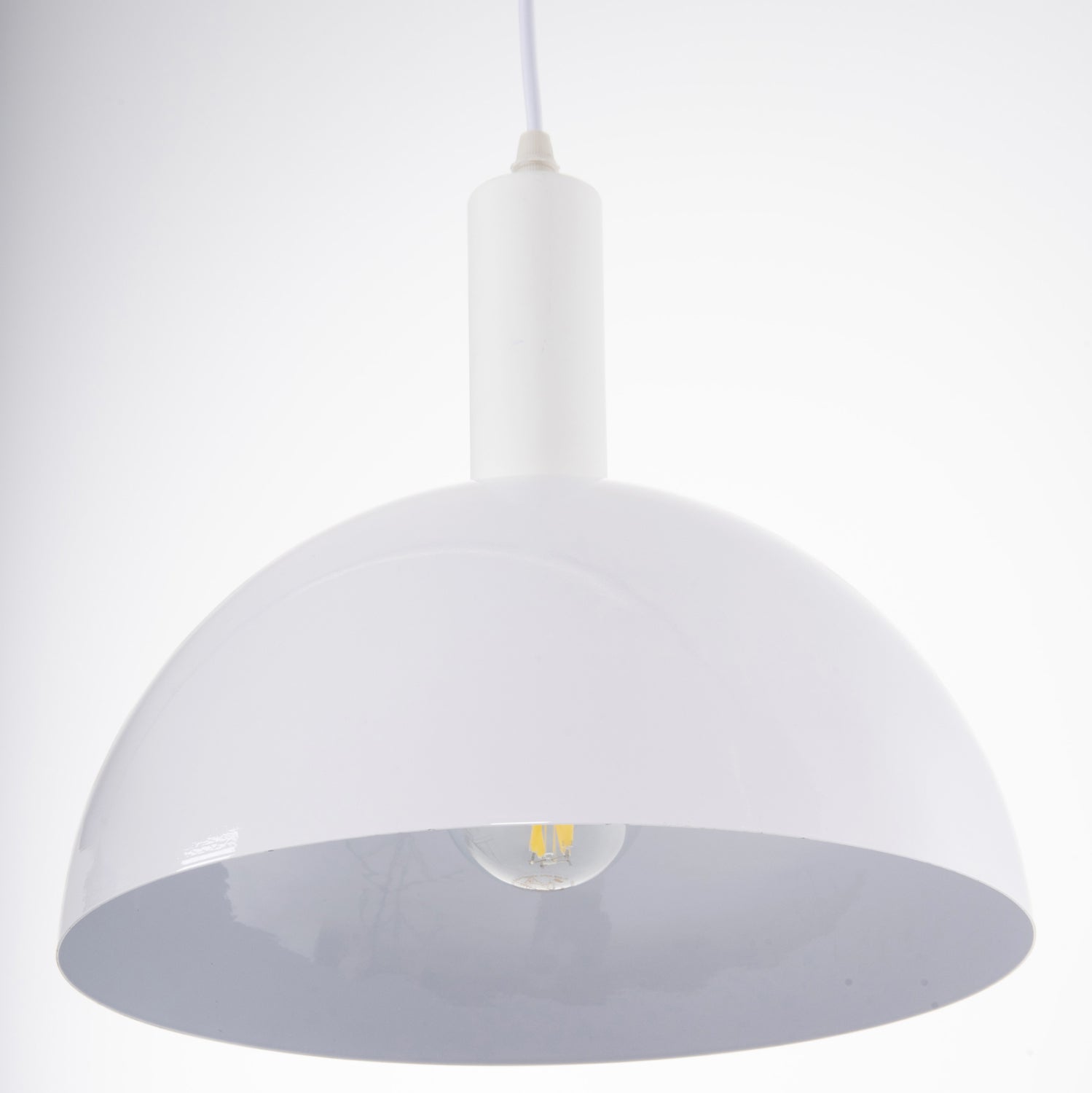 ПЕНДЕЛНА ЛАМПА ЗА ТАВАН БЯЛ МЕТАЛ, КАМБАНА Φ29.5x119Hсм.