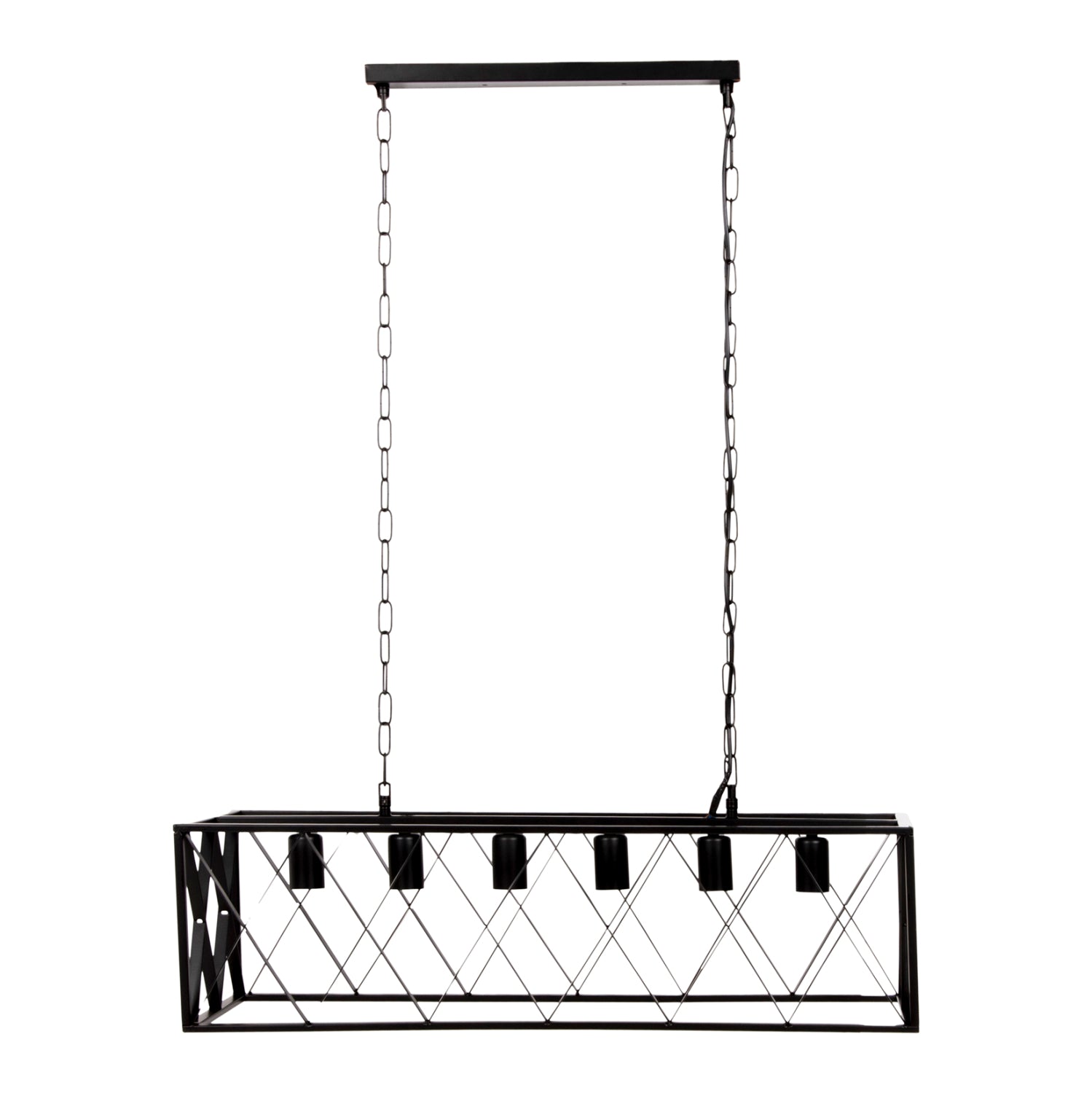 Полилей с 6 осветителни тела - черна метална рамка 77,5x25x101Hсм.