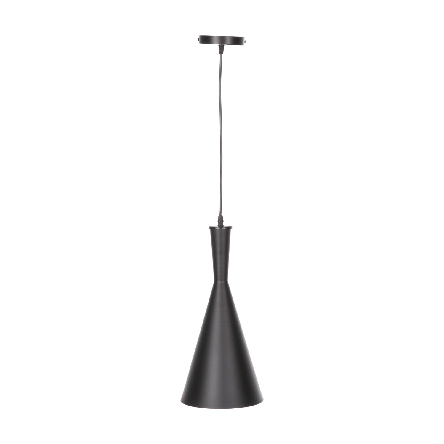 Пенделна лампа за таван черен алуминиев абажур Φ18x130Hсм.