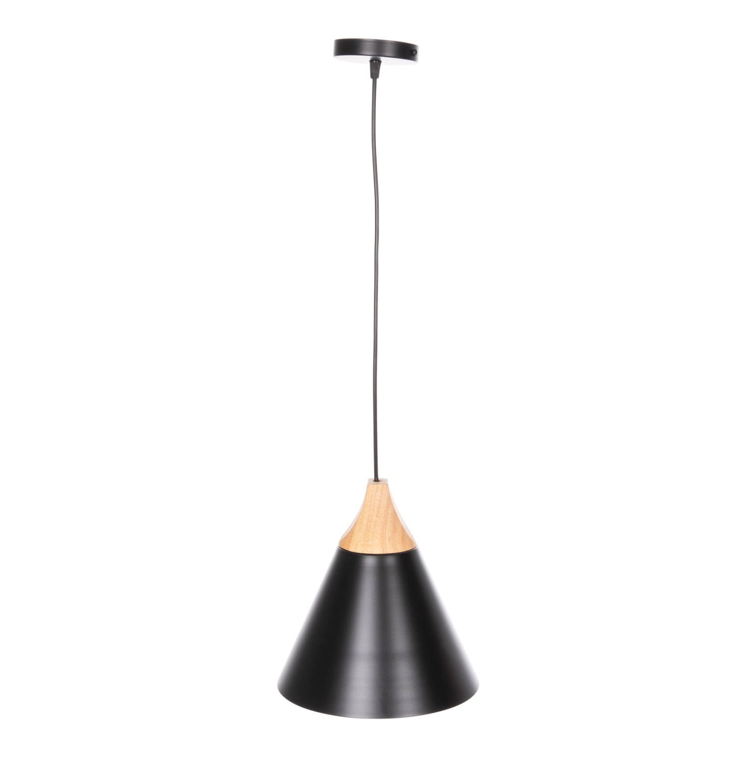 Пенделна лампа за таван черен метален абажур Φ25x125Hсм.