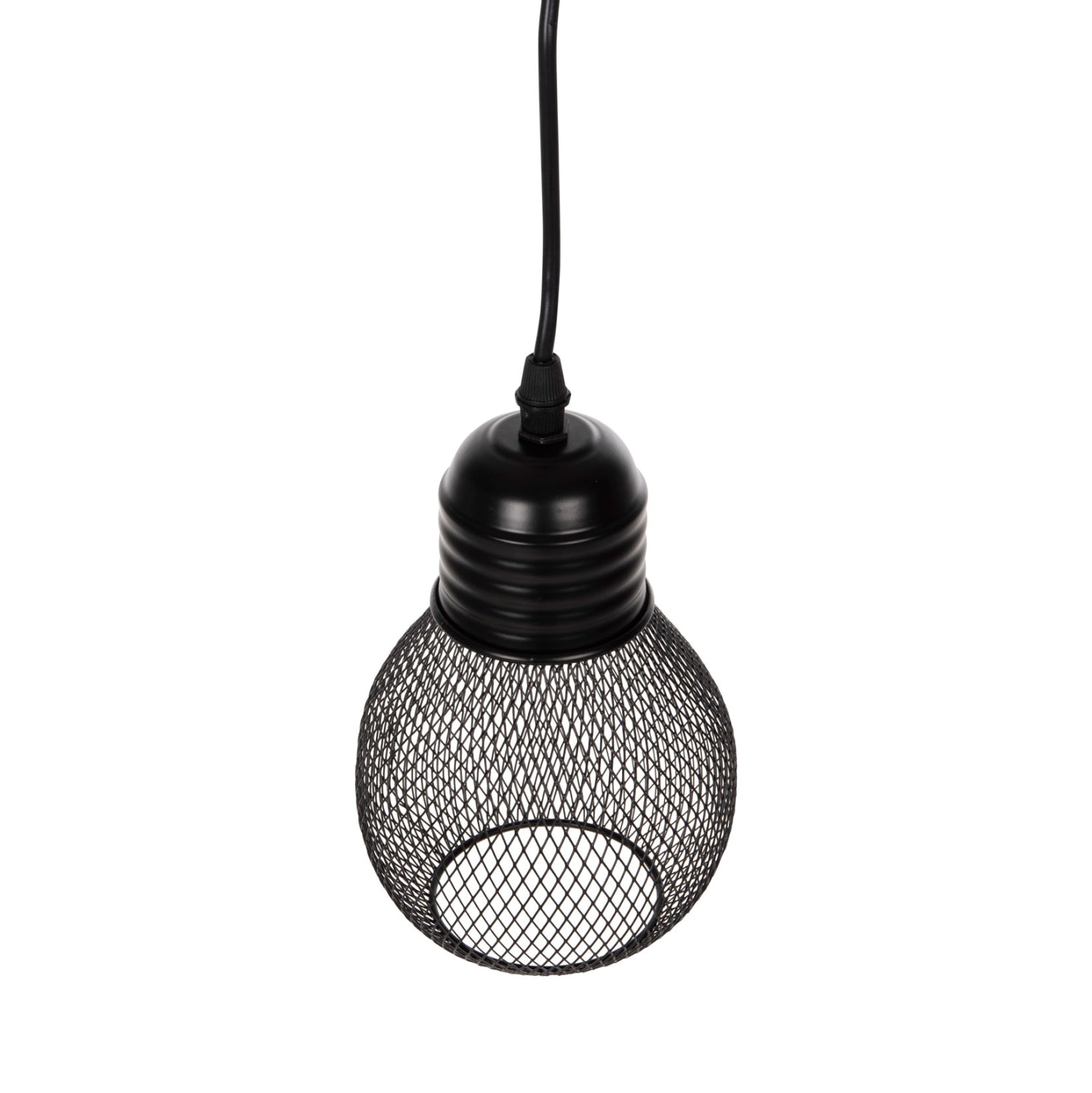 Пенделна лампа за таван черен метал мрежест капак Φ13x125Hсм.