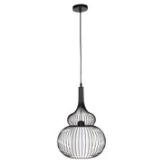 Пенделна лампа за таван черен метал с бяла платнена абажур Φ30x115H cm.