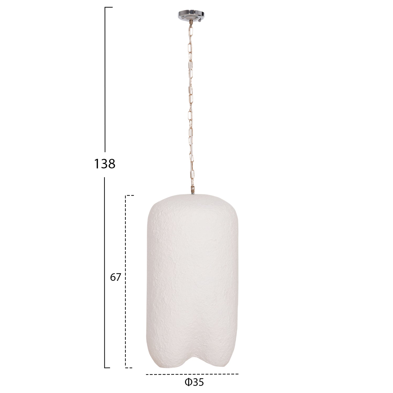 Пенделна лампа за таван LOGKY.02L от фиброцимент в бяло 35x35x67Hсм