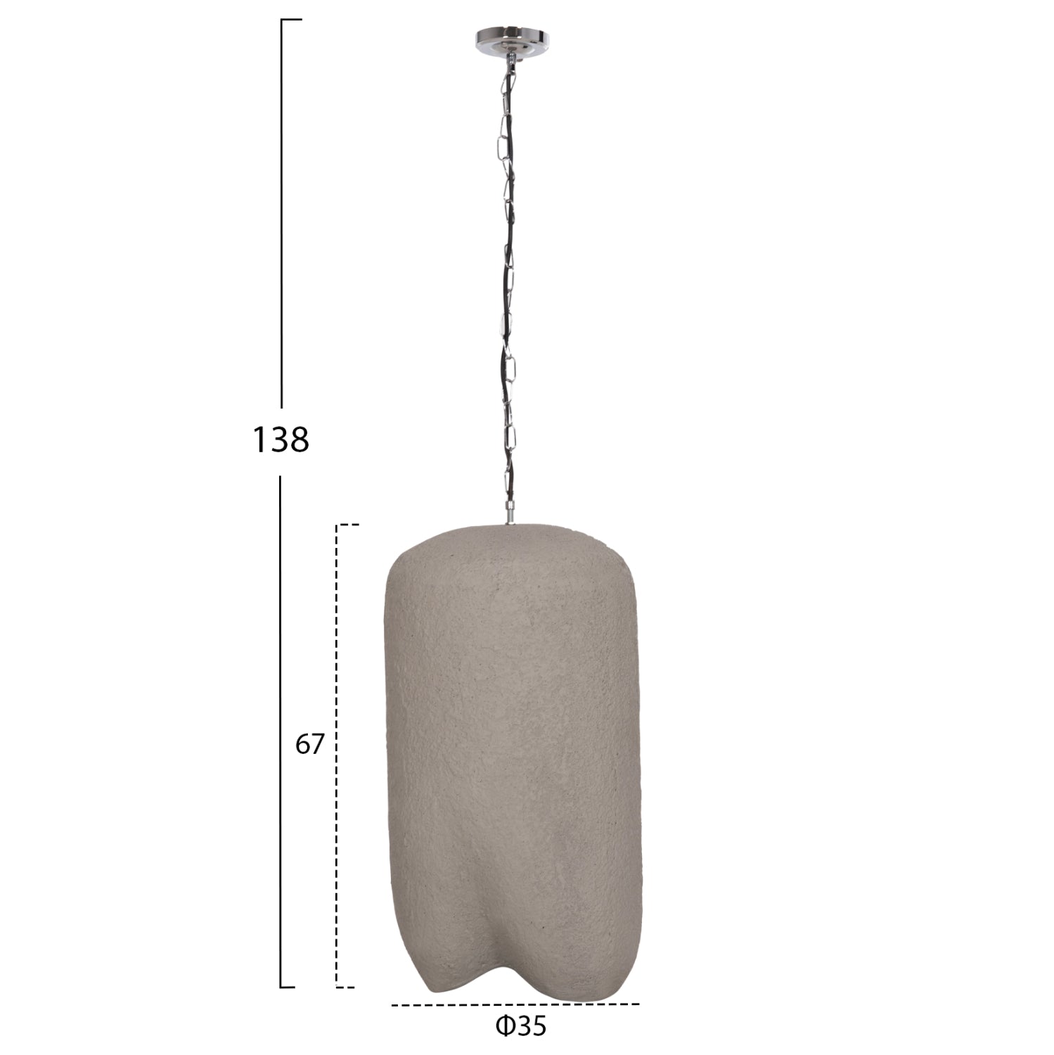 Пенделна лампа за таван LOGKY.03L от фиброцимент в сиво 35x35x67Hсм