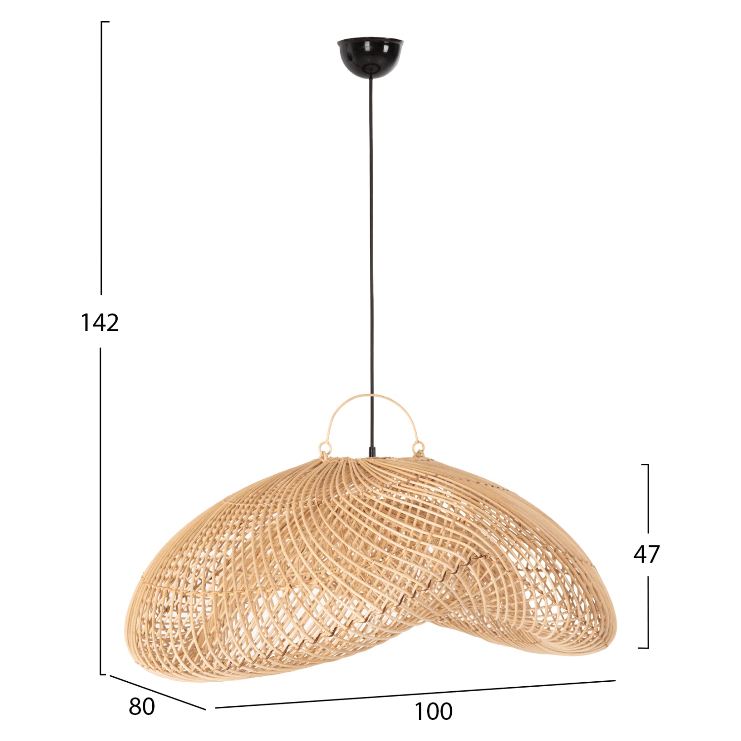 Плафон за таван PERK ратан в естествен цвят 100x80x142Hcm.