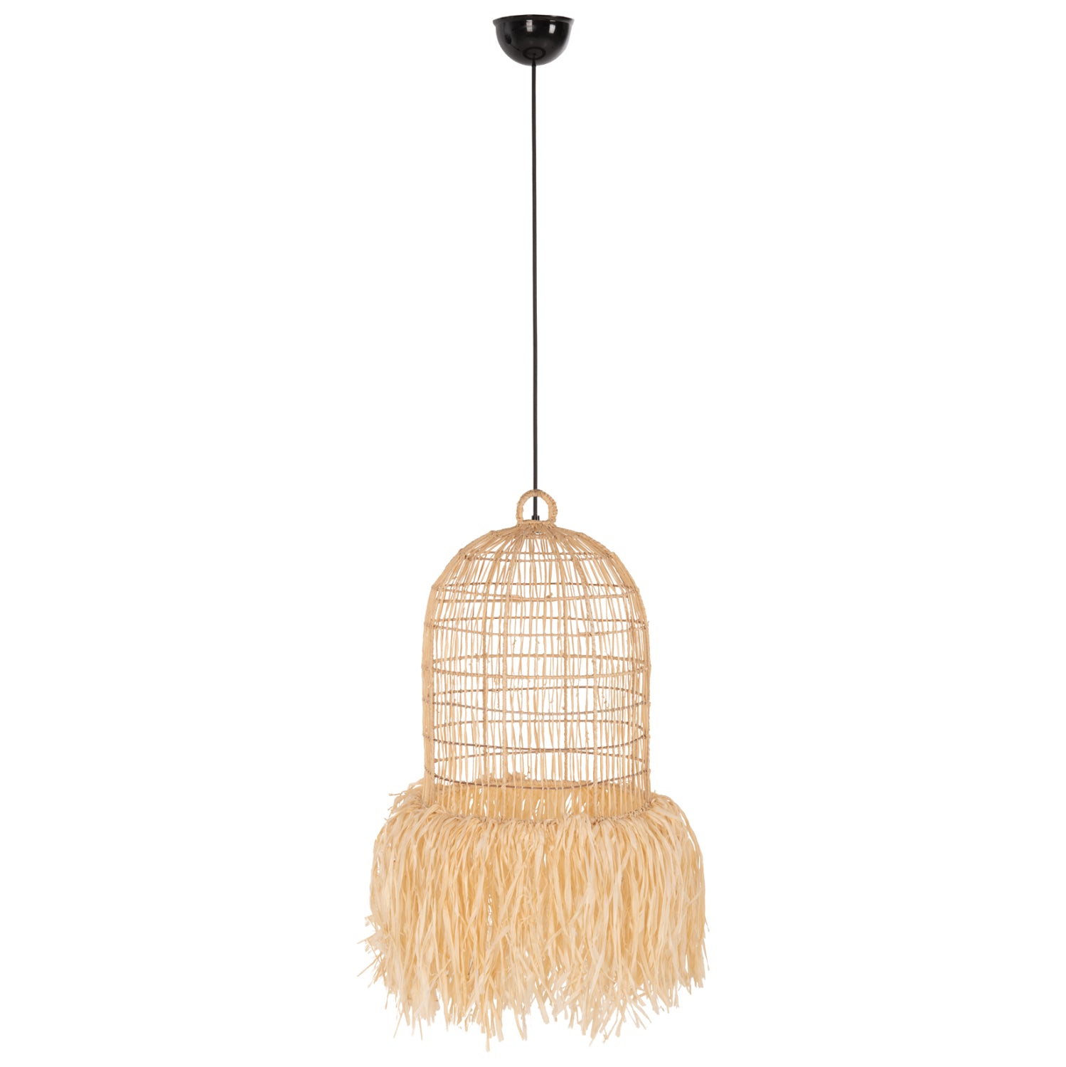 Плафон за таван влакна от палмови листа в естествен цвят Φ30x163Hcm.