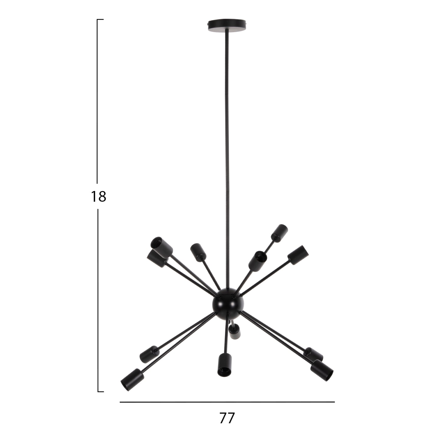 ПОЛИЛЕЙ ЗА ТАВАН MULTILIGHT ЧЕРЕН МЕТАЛ Φ85x115H см.