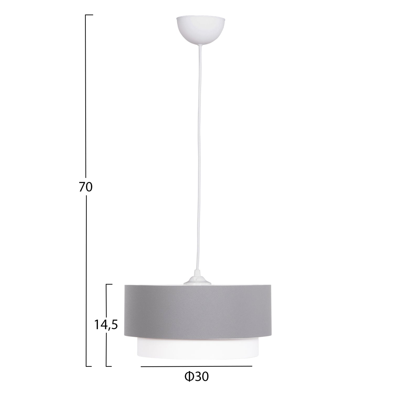 ПОЛИЛЕЙ ЦИЛИНДРИЧНА ЛАМПА KRIKS PVC БЯЛО-СИВ Φ30x70Hсм.