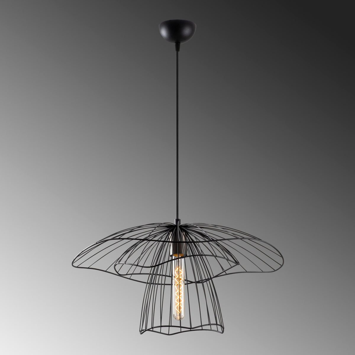 Метален висящ лампион черен E27 Φ50x123 см.