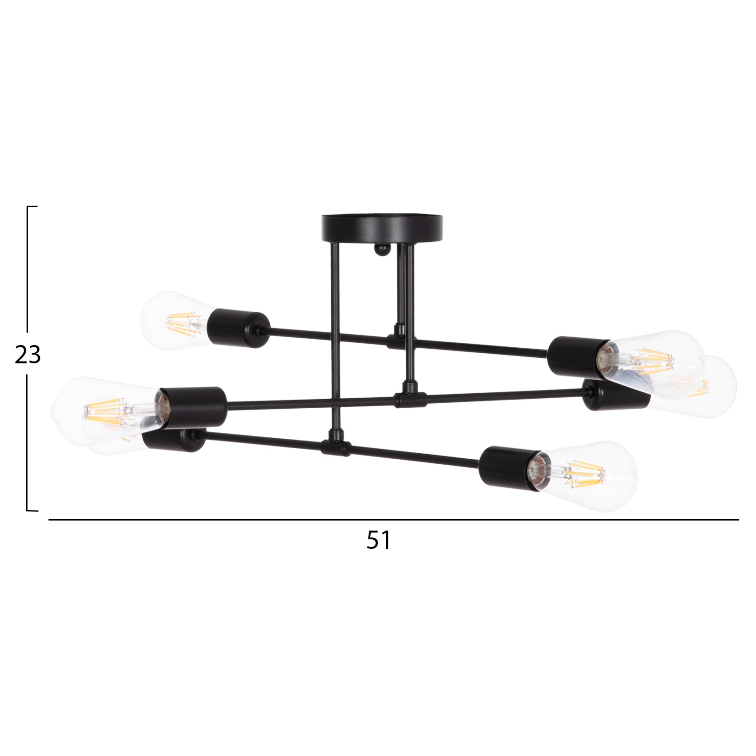 Полилей MULTILIGHT LIGHTY черен метал 51x51x23Hсм.