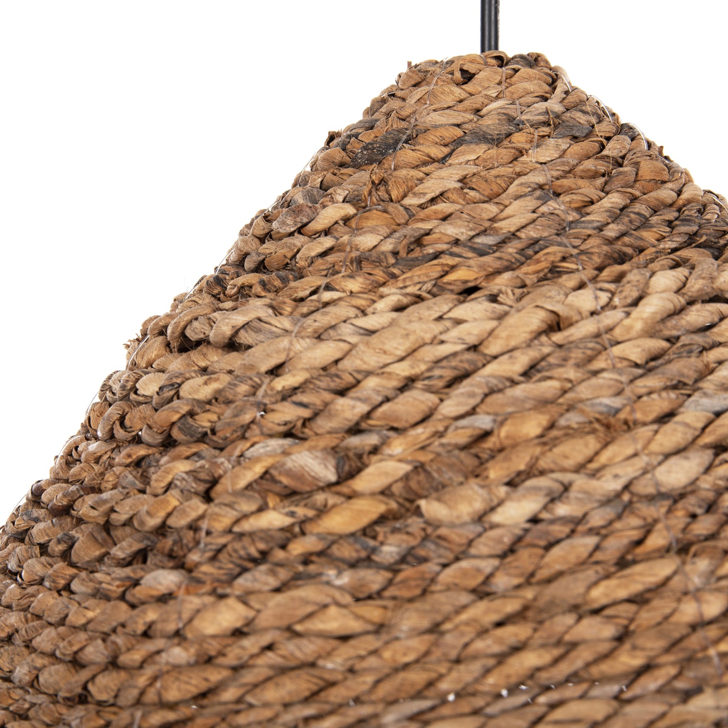 ПЛАФОН RAKIB С КРЪГЛА ПИРАМИДАЛНА КАПА ОТ АБАКА В ЕСТЕСТВЕН ЦВЯТ Φ50x35-120Hсм.