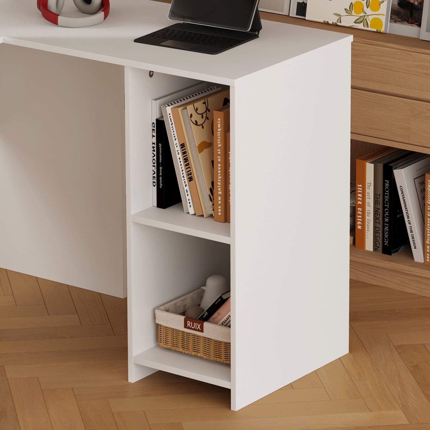 Ъглово бюро SHIG MDF бяло 140x120x75см
