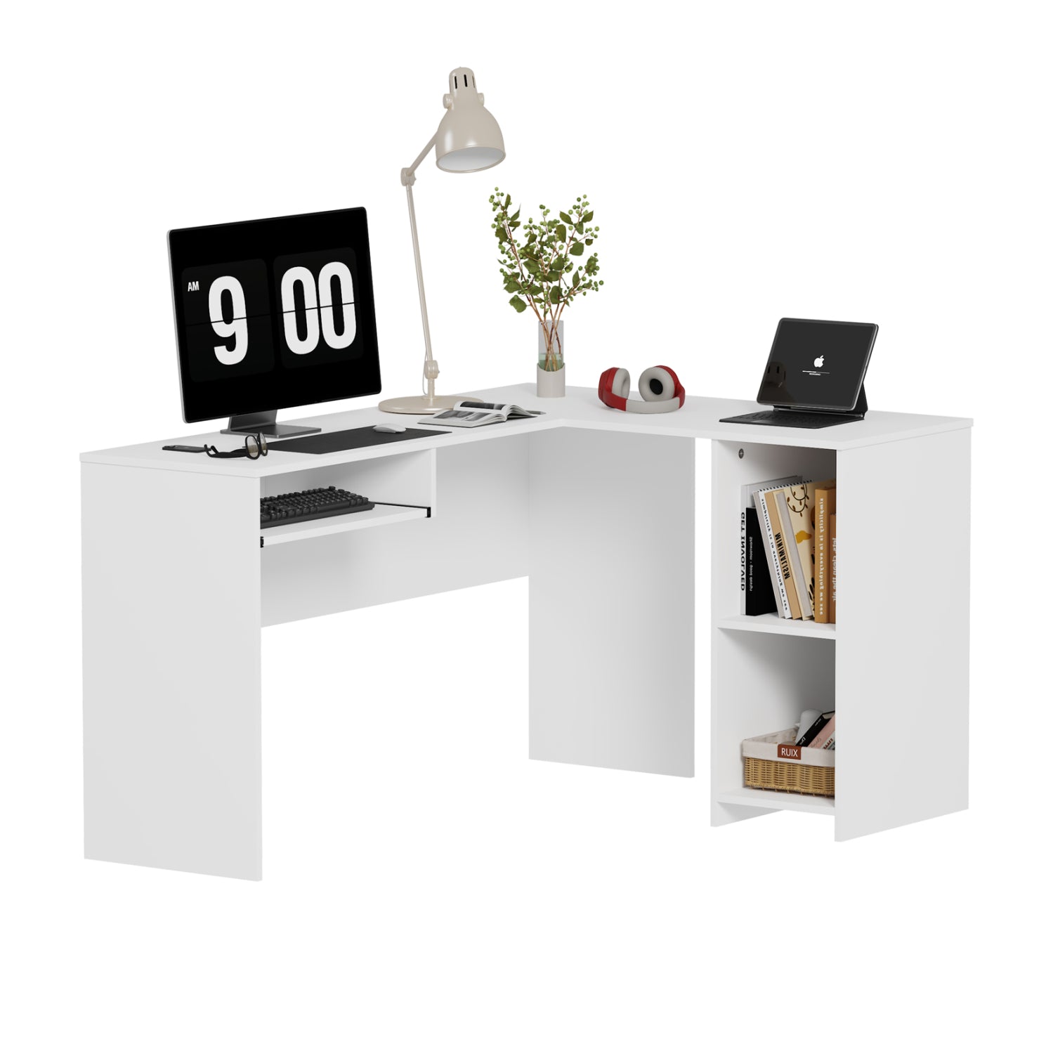 Ъглово бюро SHIG MDF бяло 140x120x75см