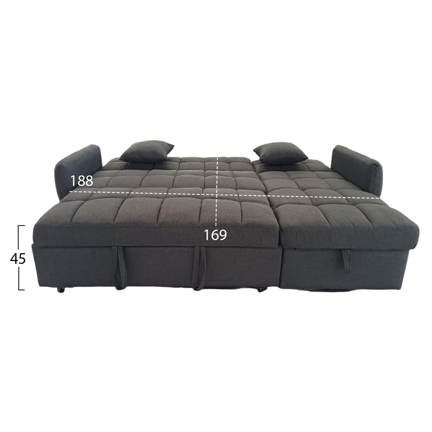 Ъглов разтегателен диван Десенцано сив плат 213x145x83см.
