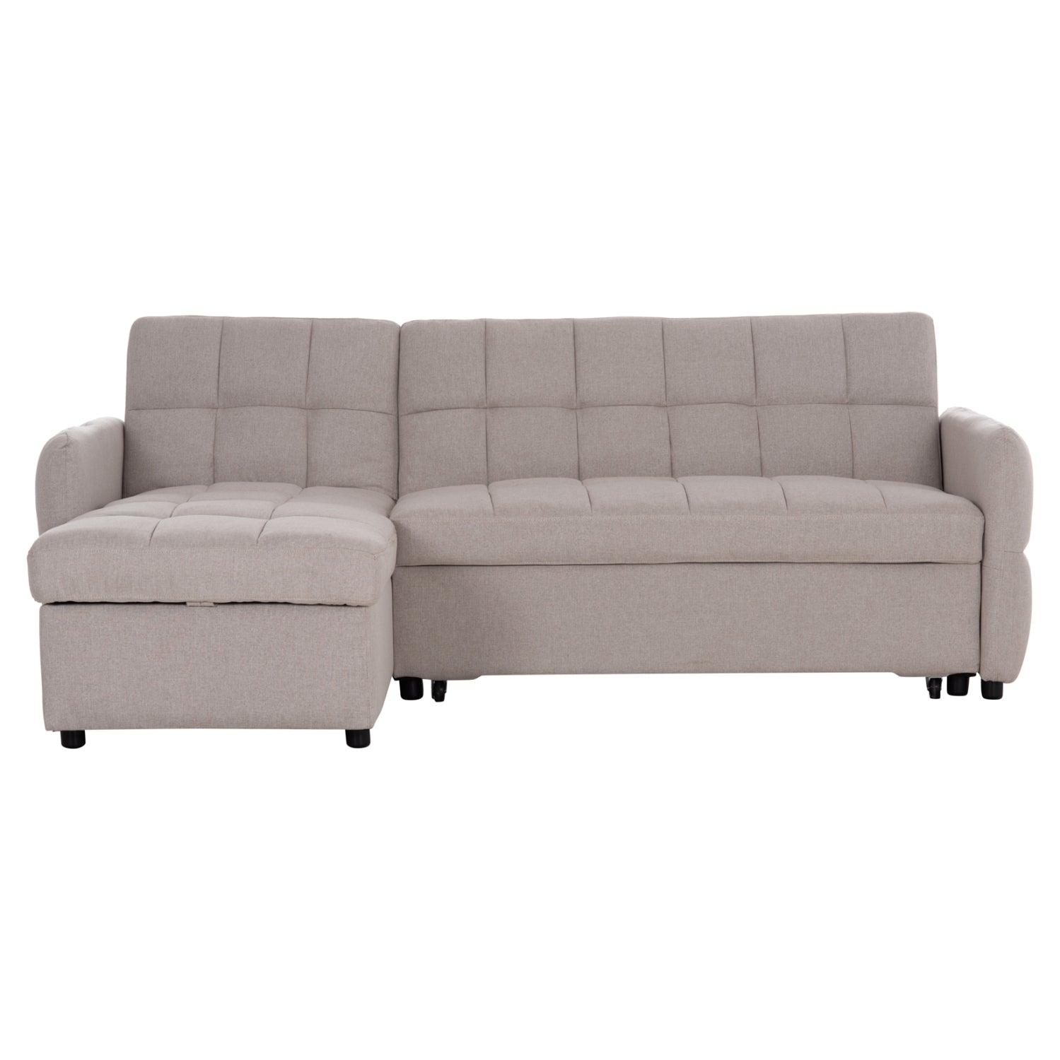Ъглов разтегателен диван Десенцано бежова тъкан 210x140x78Hсм.