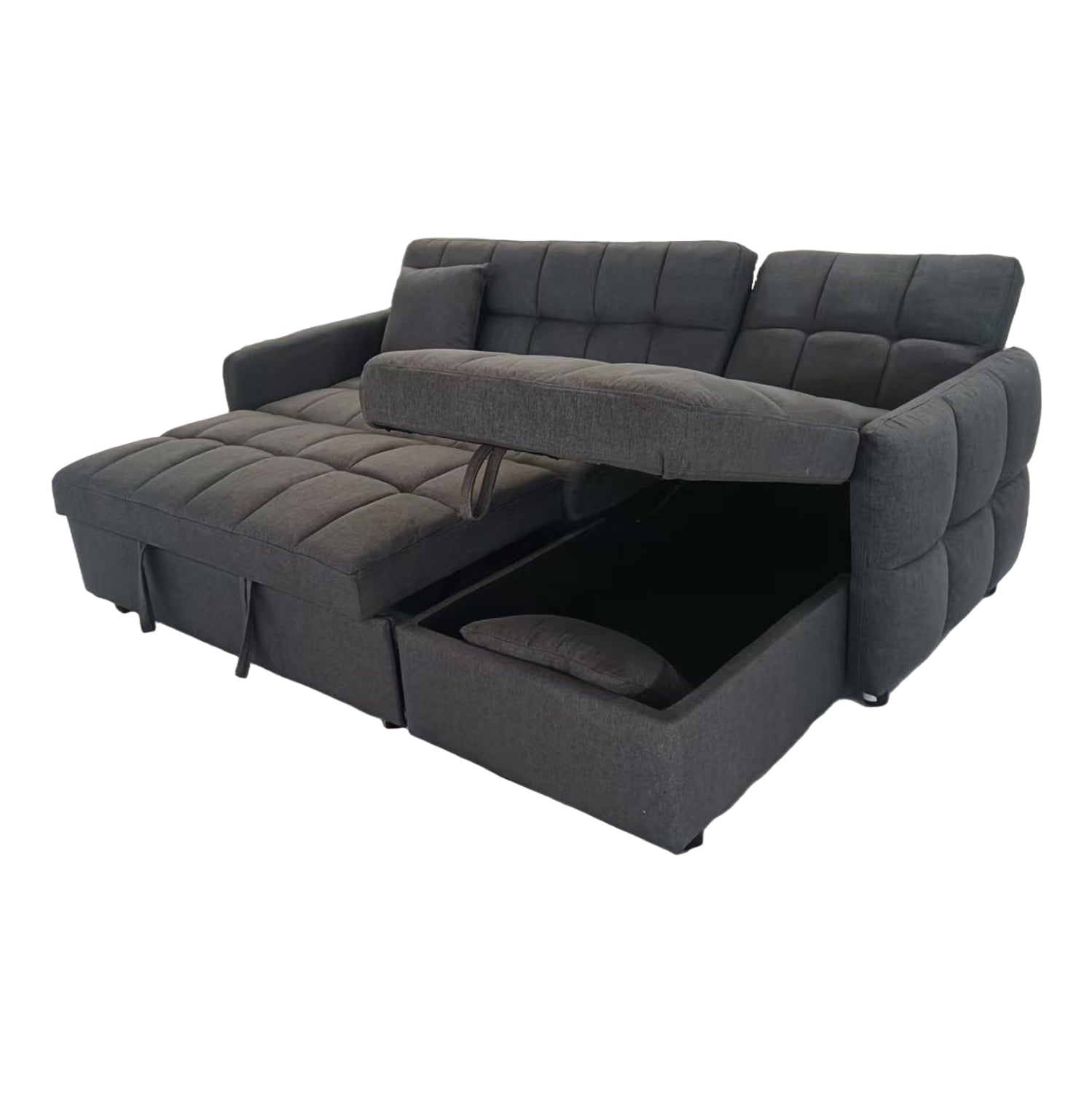 Ъглов разтегателен диван Десенцано сив плат 213x145x83см.