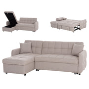 Ъглов разтегателен диван Десенцано бежова тъкан 210x140x78Hсм.