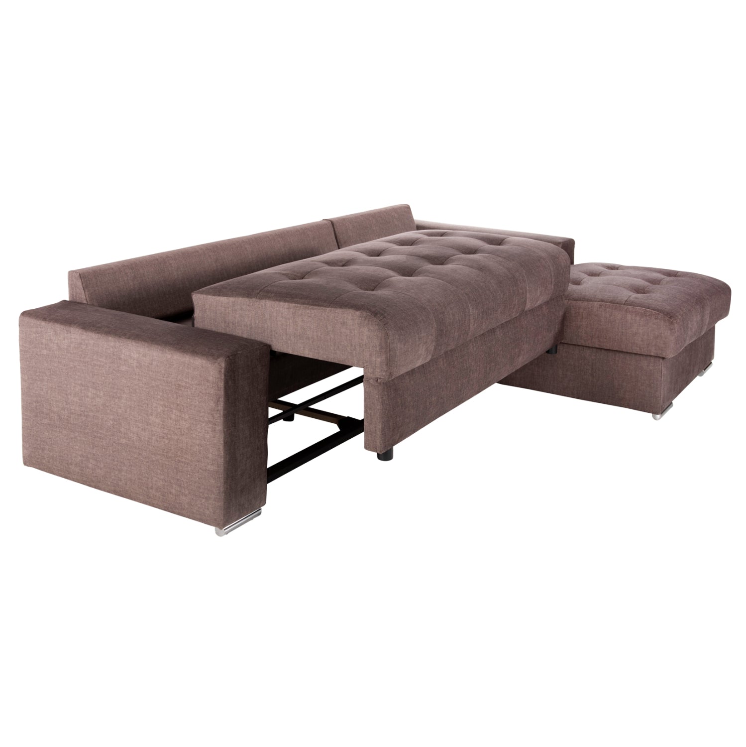 Ъглов диван с легло и ракла Виареджо.03R кафява тъкан 308x181x92Hсм.
