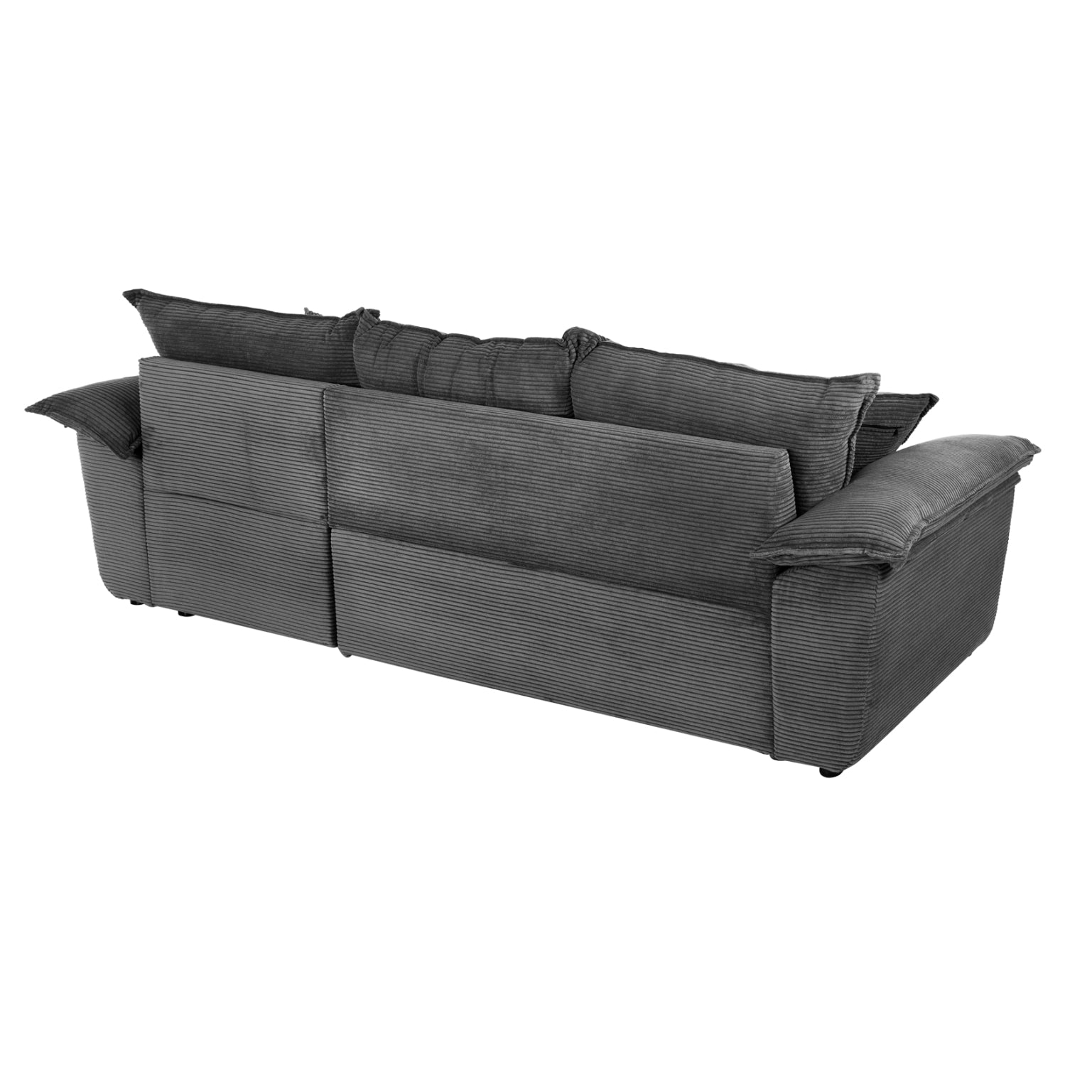 Ъглов диван с легло и ракла Леричи.02R антрацитена тъкан 256x91-159x87Hсм.