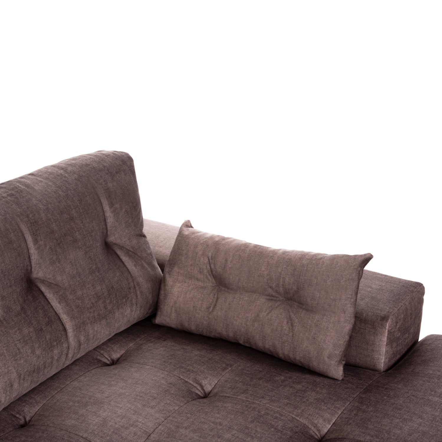 Ъглов диван с легло и ракла Виареджо.03R кафява тъкан 308x181x92Hсм.