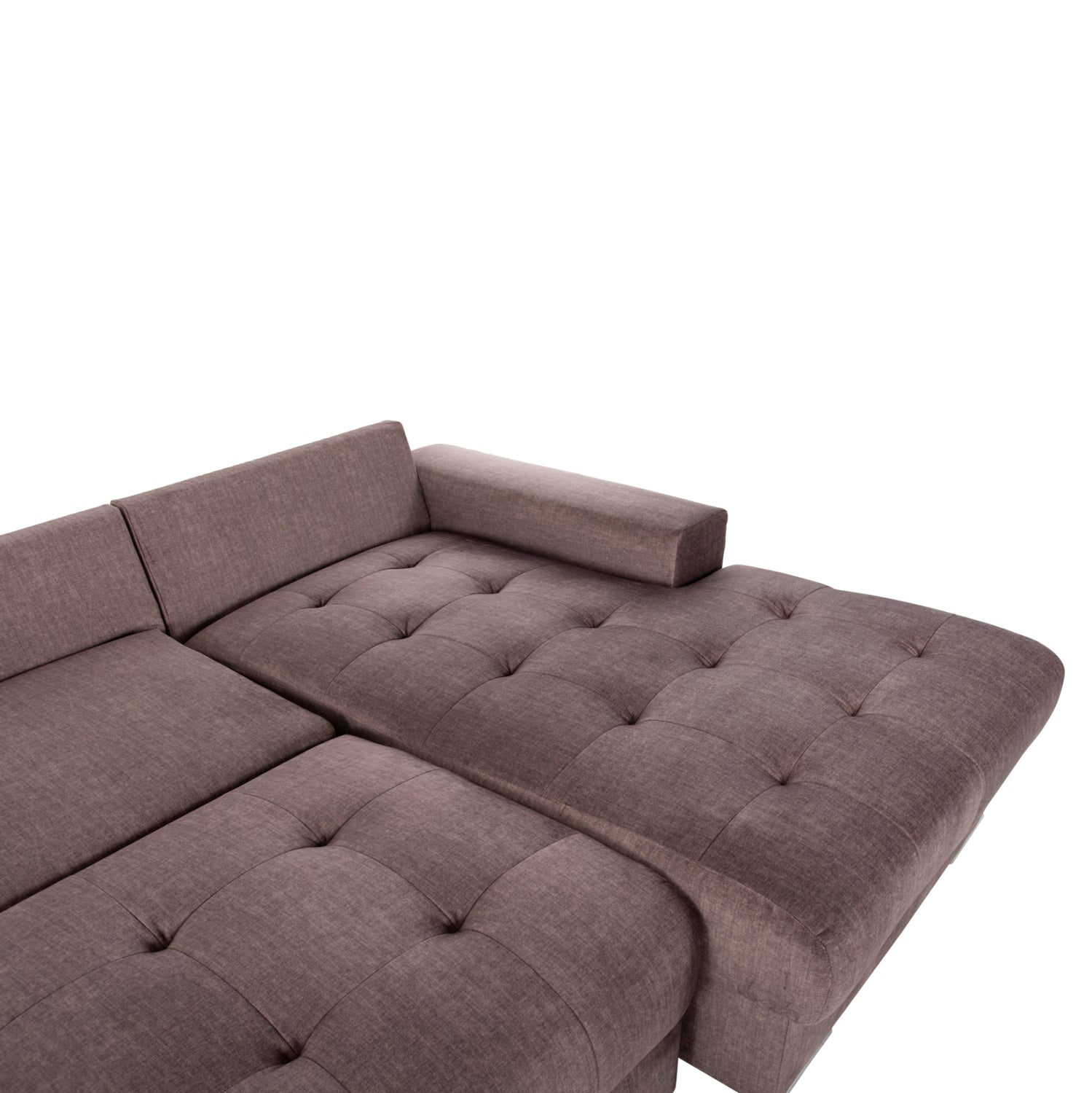Ъглов диван с легло и ракла Виареджо.03R кафява тъкан 308x181x92Hсм.