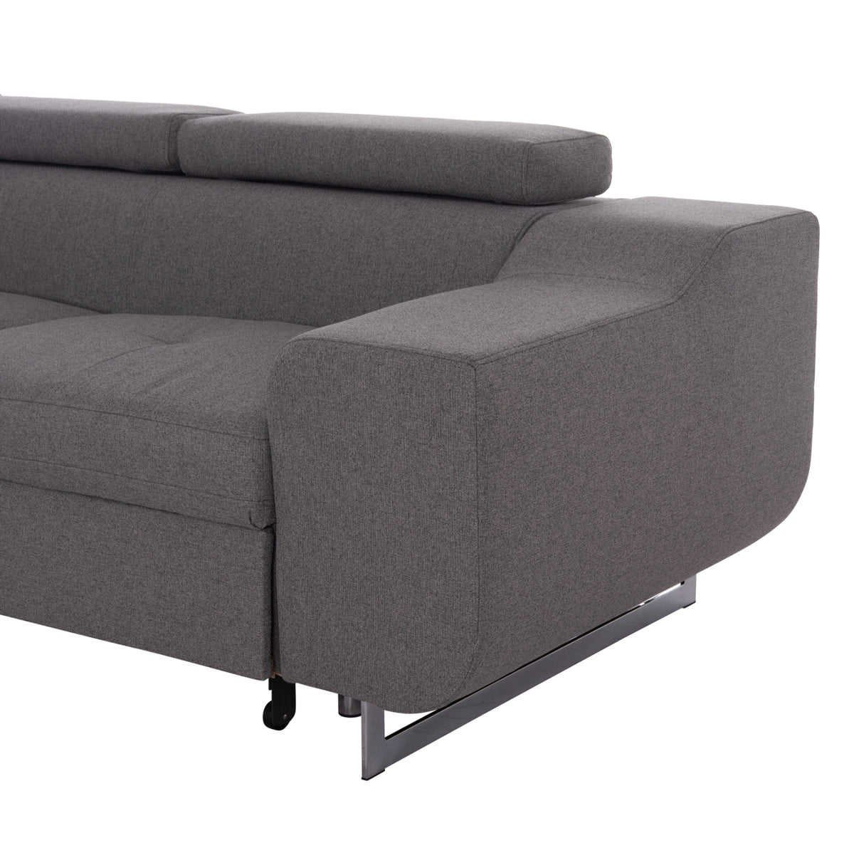 Ъглов диван с легло и ракла Торчело.01L сива тапицерия 285x205x90 см