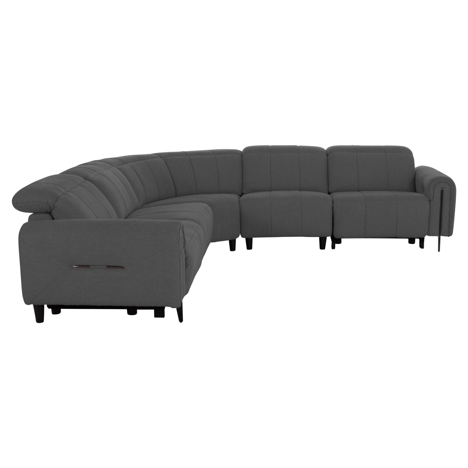 Ъглов диван с 2 релакс седалки Бардолино сива тъкан 260x260x90(дълбочина на седалката)x94Hсм.