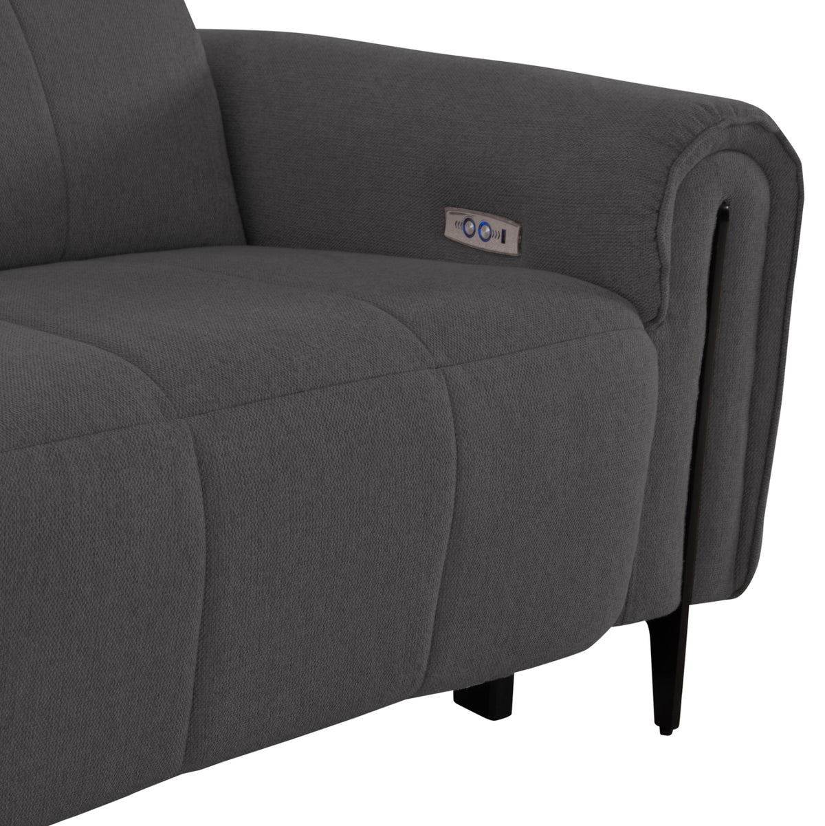 Ъглов диван с 2 релакс седалки Бардолино сива тъкан 260x260x90(дълбочина на седалката)x94Hсм.