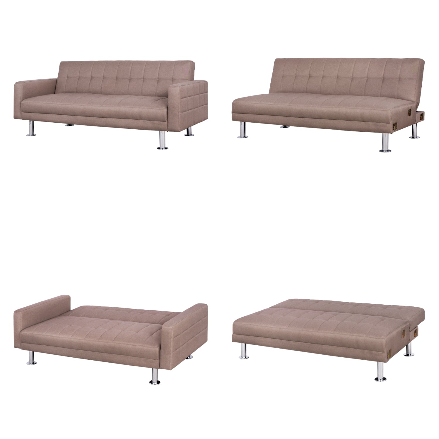 Многоъглов диван легло Бежов Римини, обръщаем 265x151x78cm