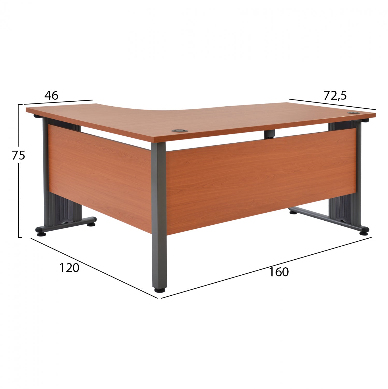 Професионално дясно ъглово офис бюро.03R 160x120x75